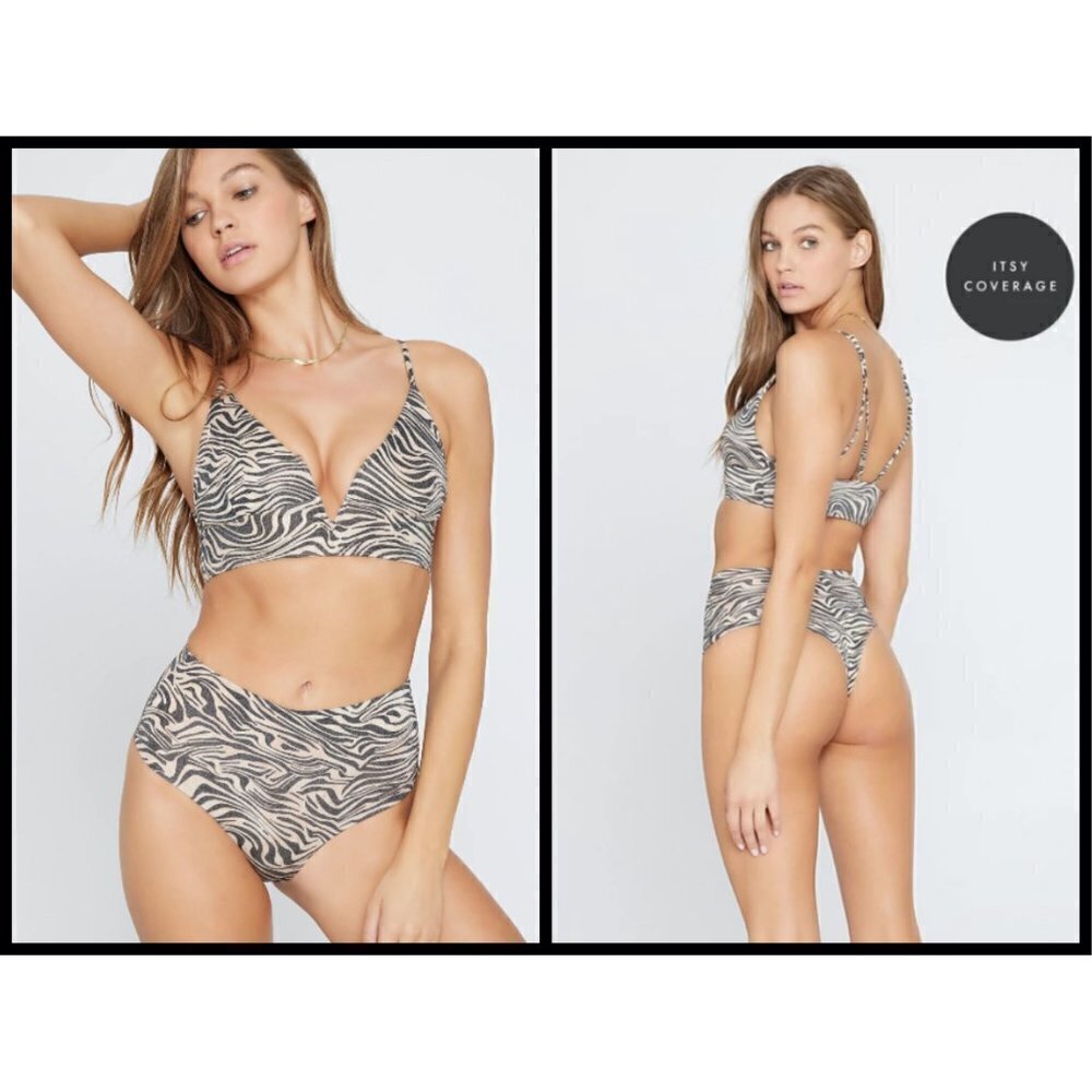 💕L*SPACE💕 Animal Instinct Bikini Set Siren Top + Portia Itsy Bottom Small NWT